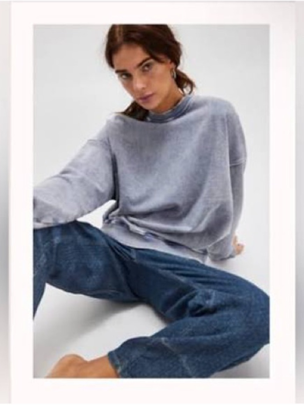 Free People Falling Forward Snow Washed Destroyed Crew